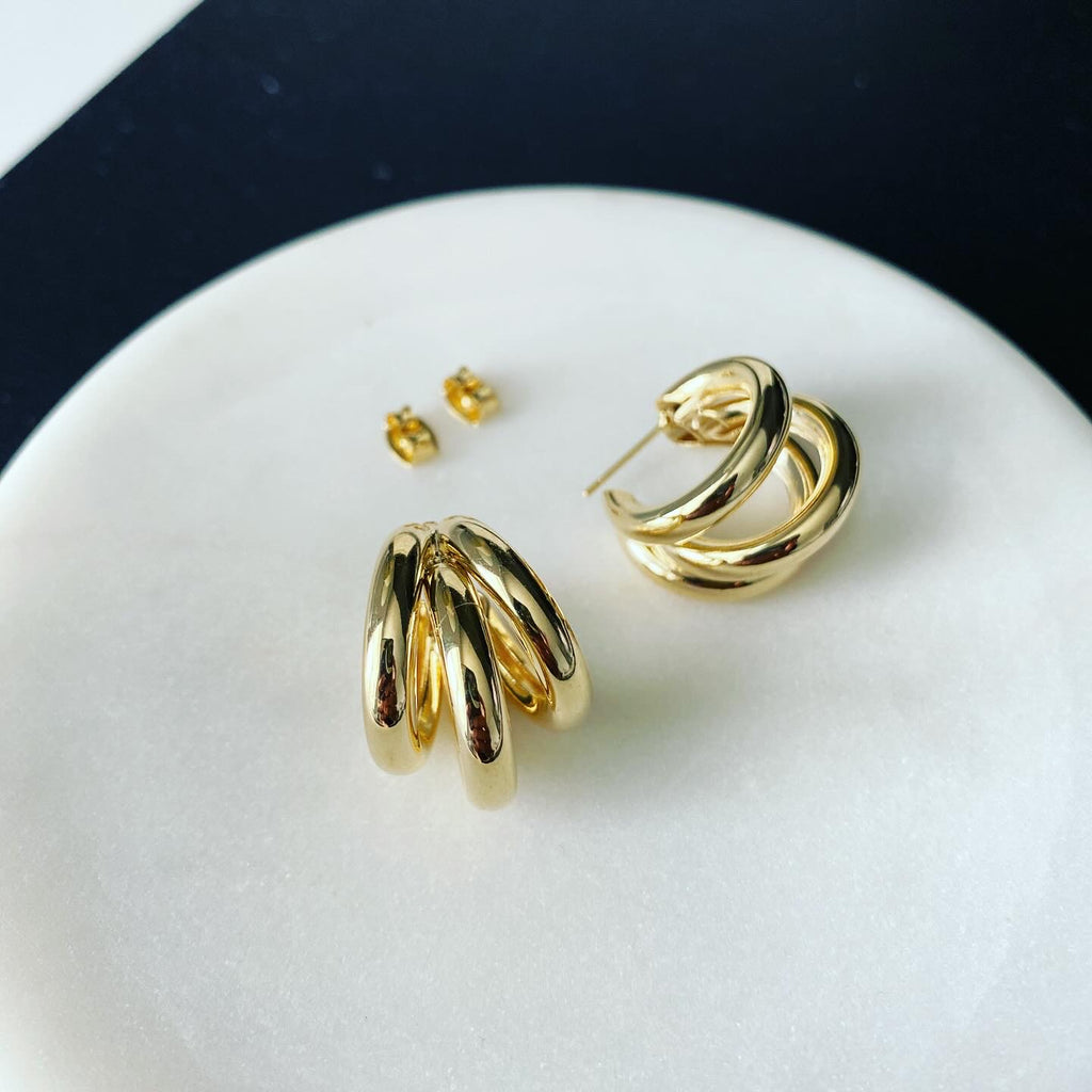 Triple 3D Hoop Earrings