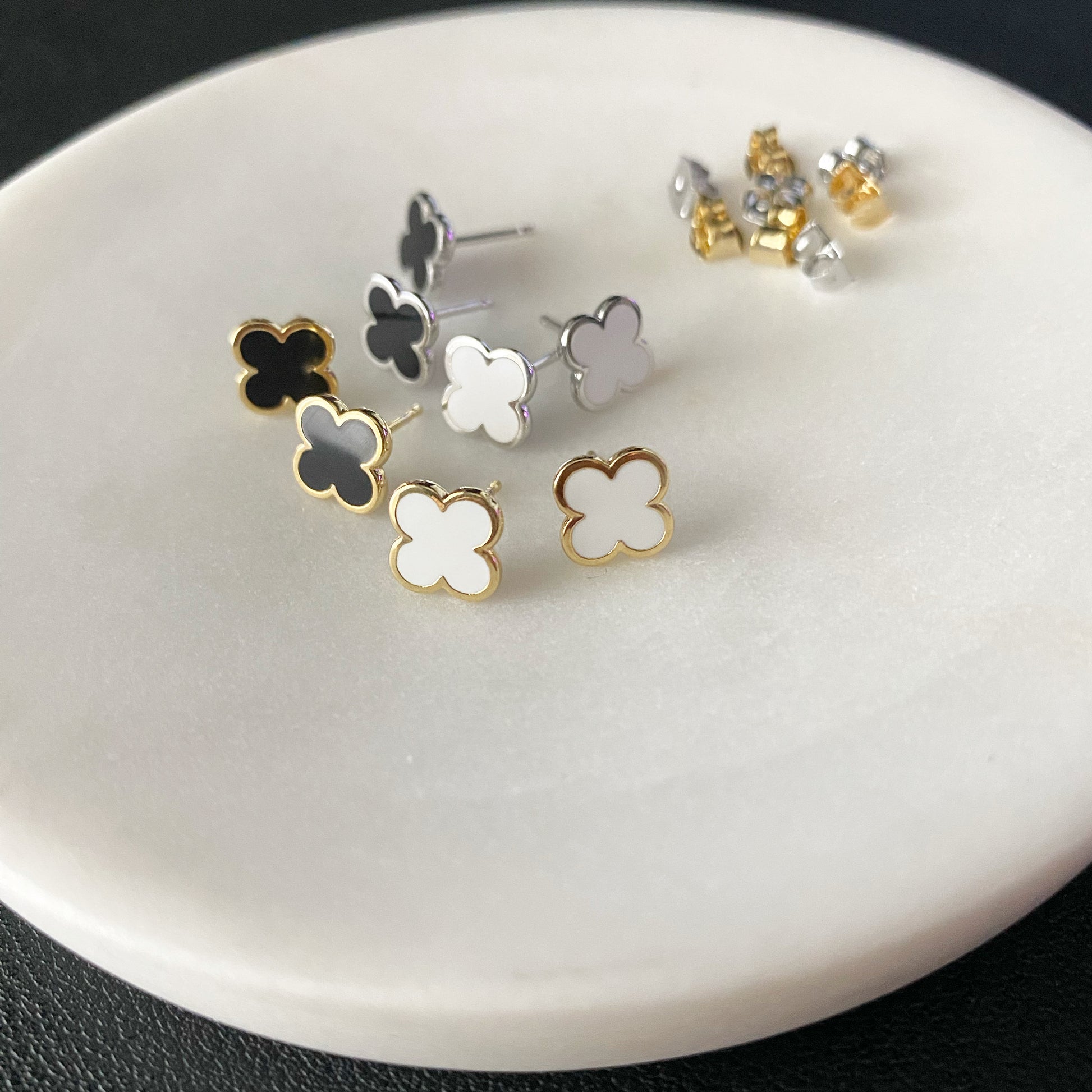 Clover Leaf Enamel Earrings