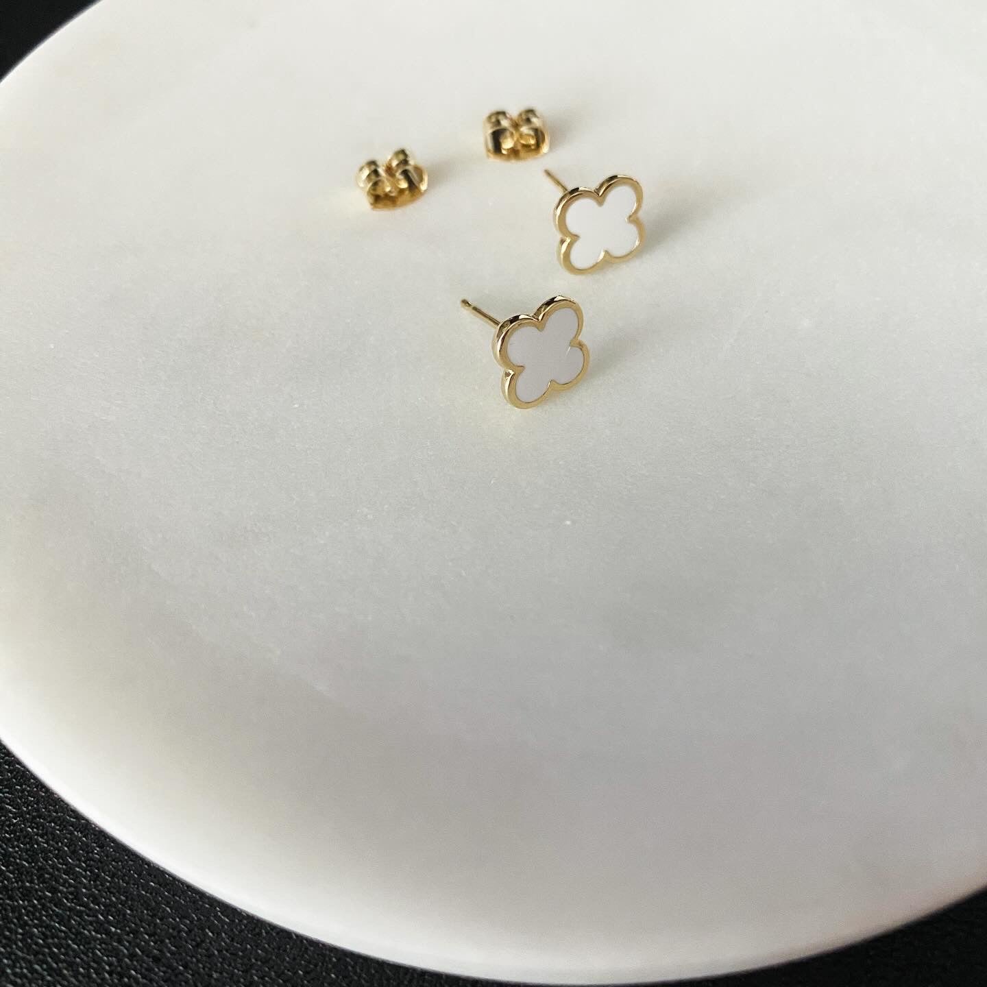 Clover Leaf Enamel Earrings