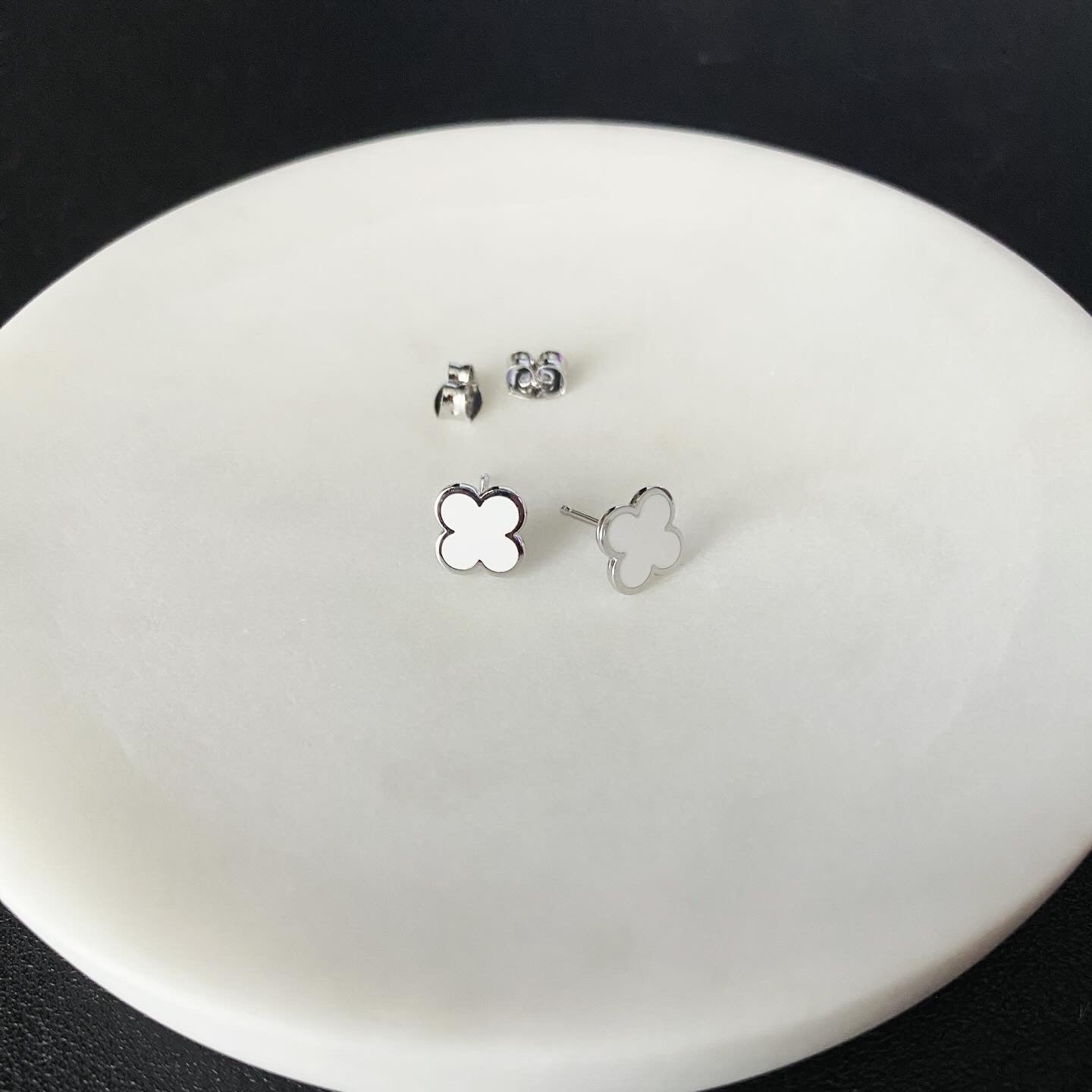 Clover Leaf Enamel Earrings