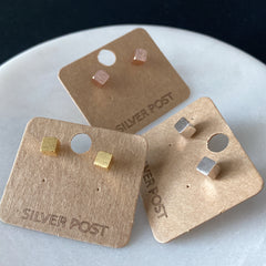 Cube Stud Earrings (4mm)
