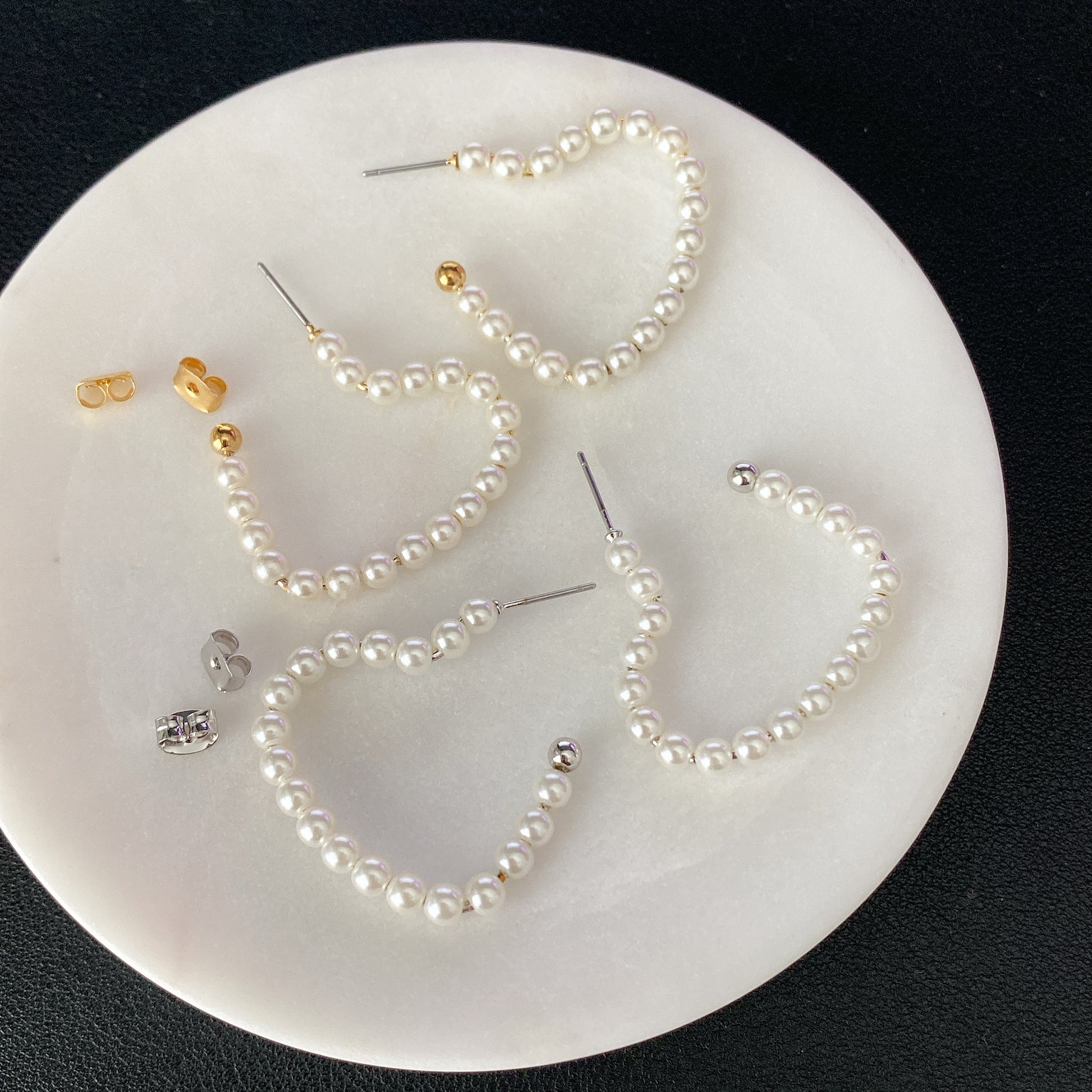 Pearl Heart Hoop Earrings
