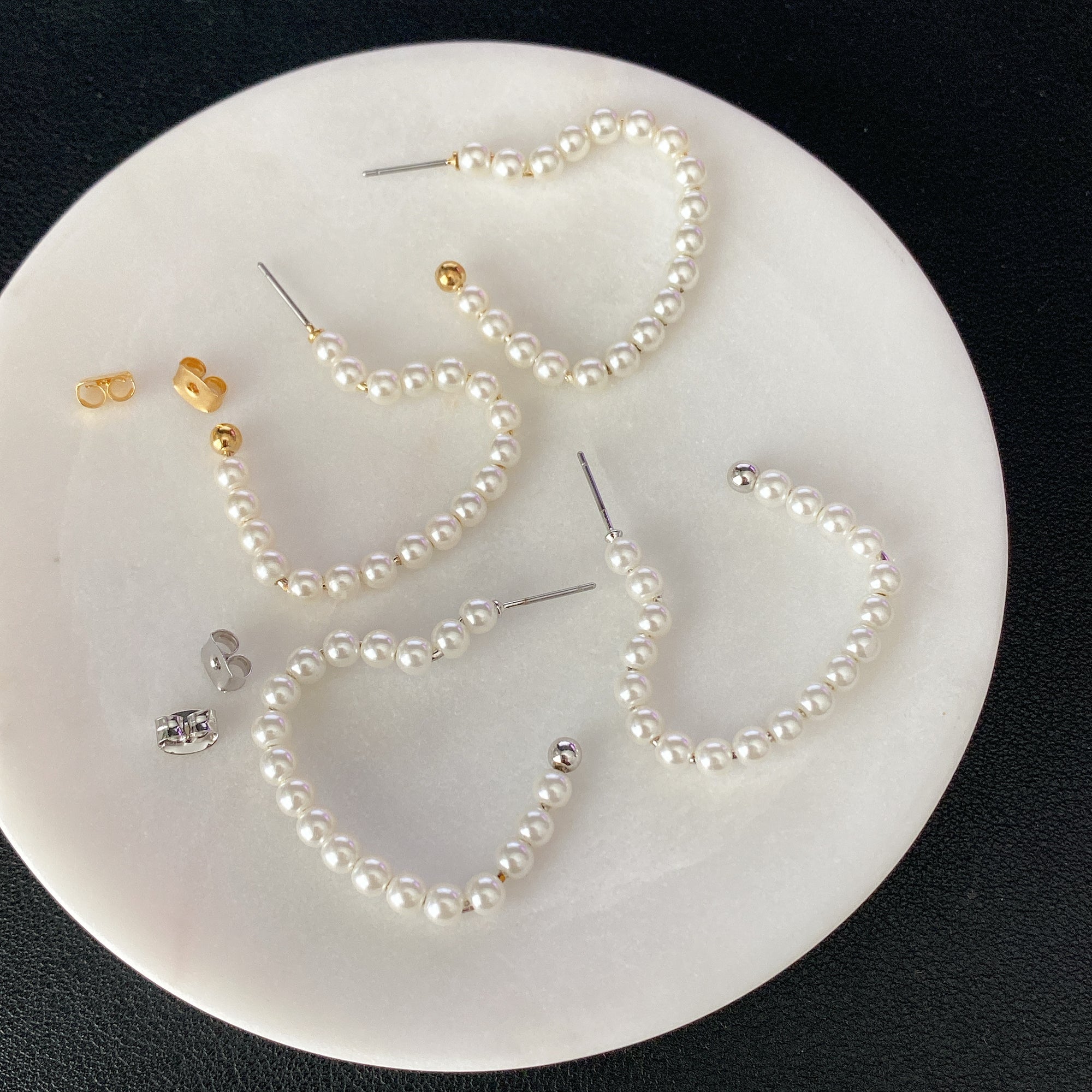 Pearl Heart Hoop Earrings