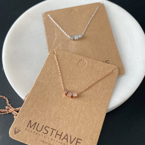 Triple Square Cluster Necklace