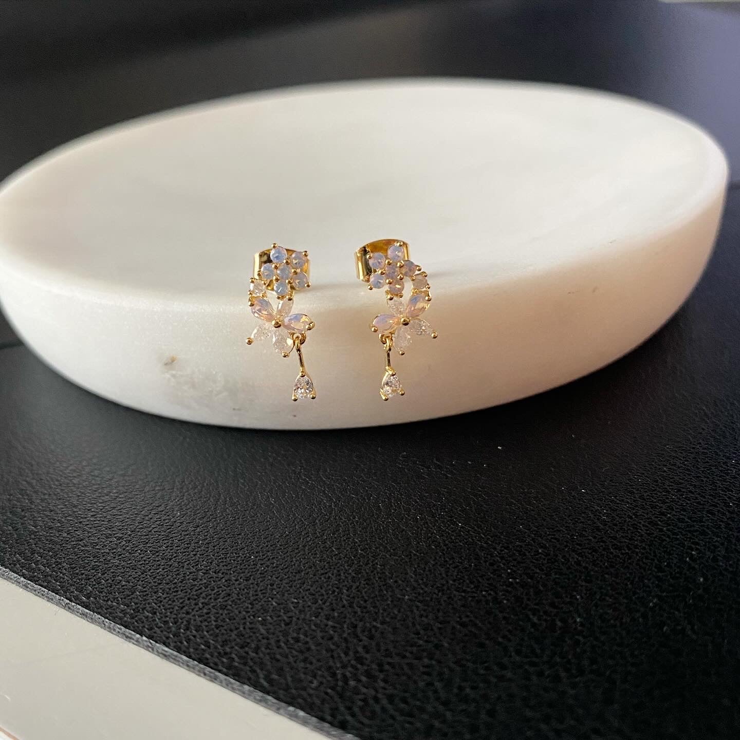 Double Flower Drop Earrings