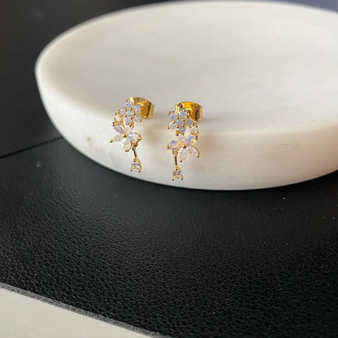Double Flower Drop Earrings