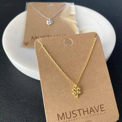 Clover / Shamrock Puffy Heart Necklace