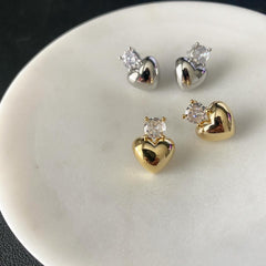 CZ Puffy Heart Earrings