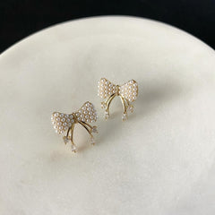 Pearl Adorned Bow Earrings