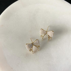 Pearl Adorned Bow Earrings