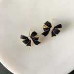 Romantic Black Enamel Bow Earrings