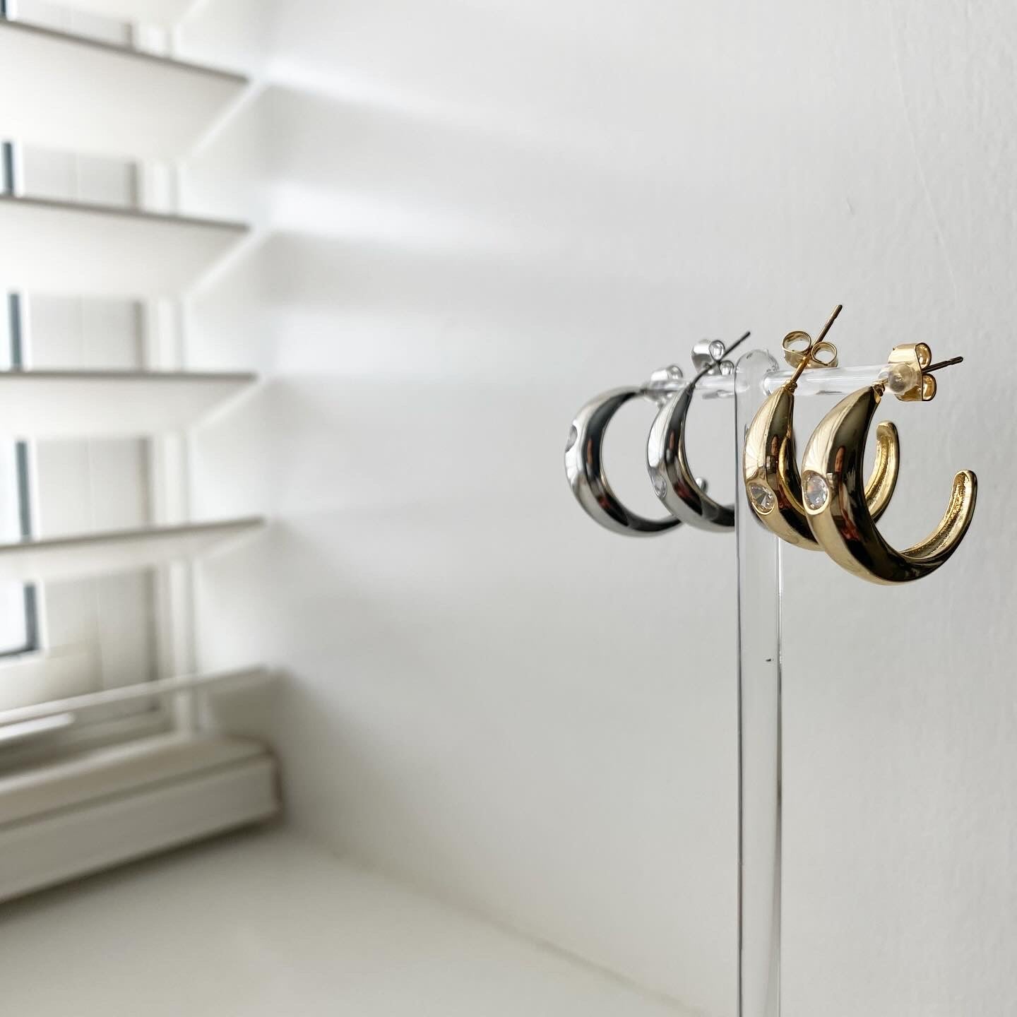 Lone Cubic Hoop Earrings