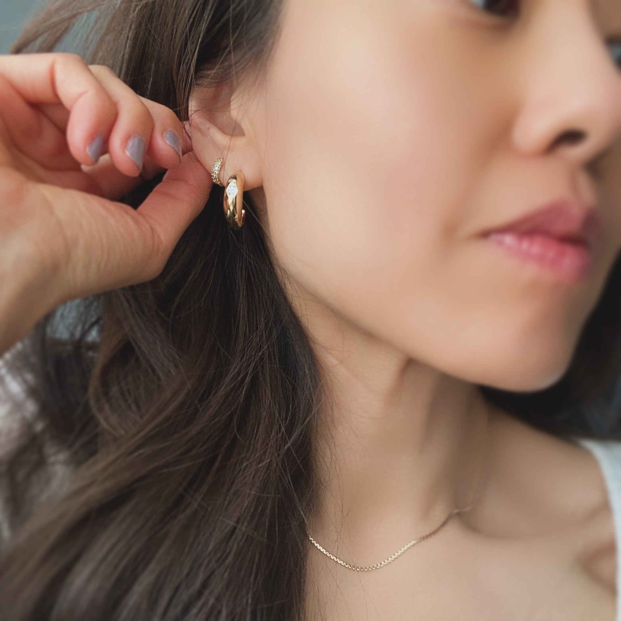 Lone Cubic Hoop Earrings