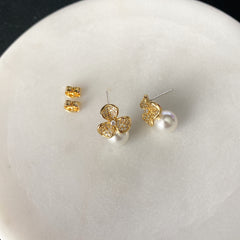 Three Petal Pearl Earrings
