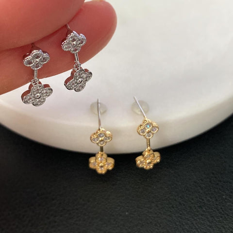 Double Clover Drop Earrings