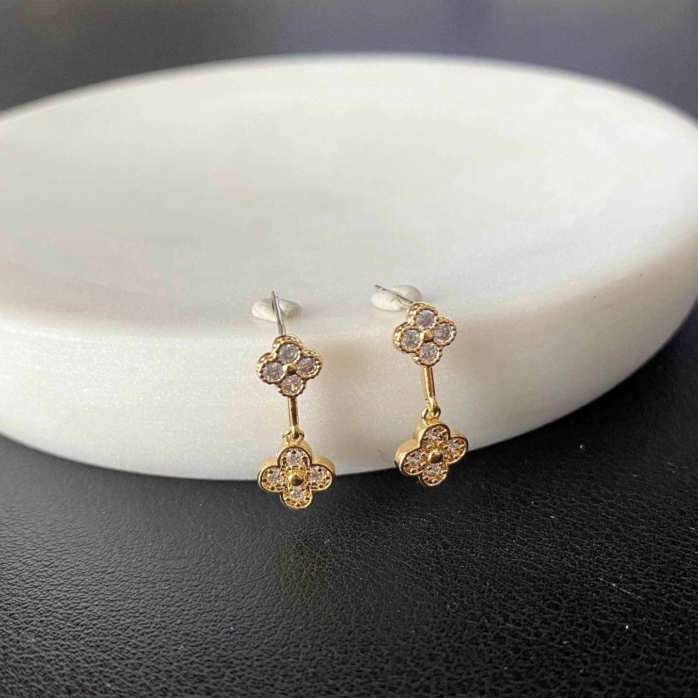 Double Clover Drop Earrings