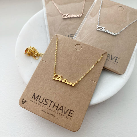 Detroit (script) Necklace