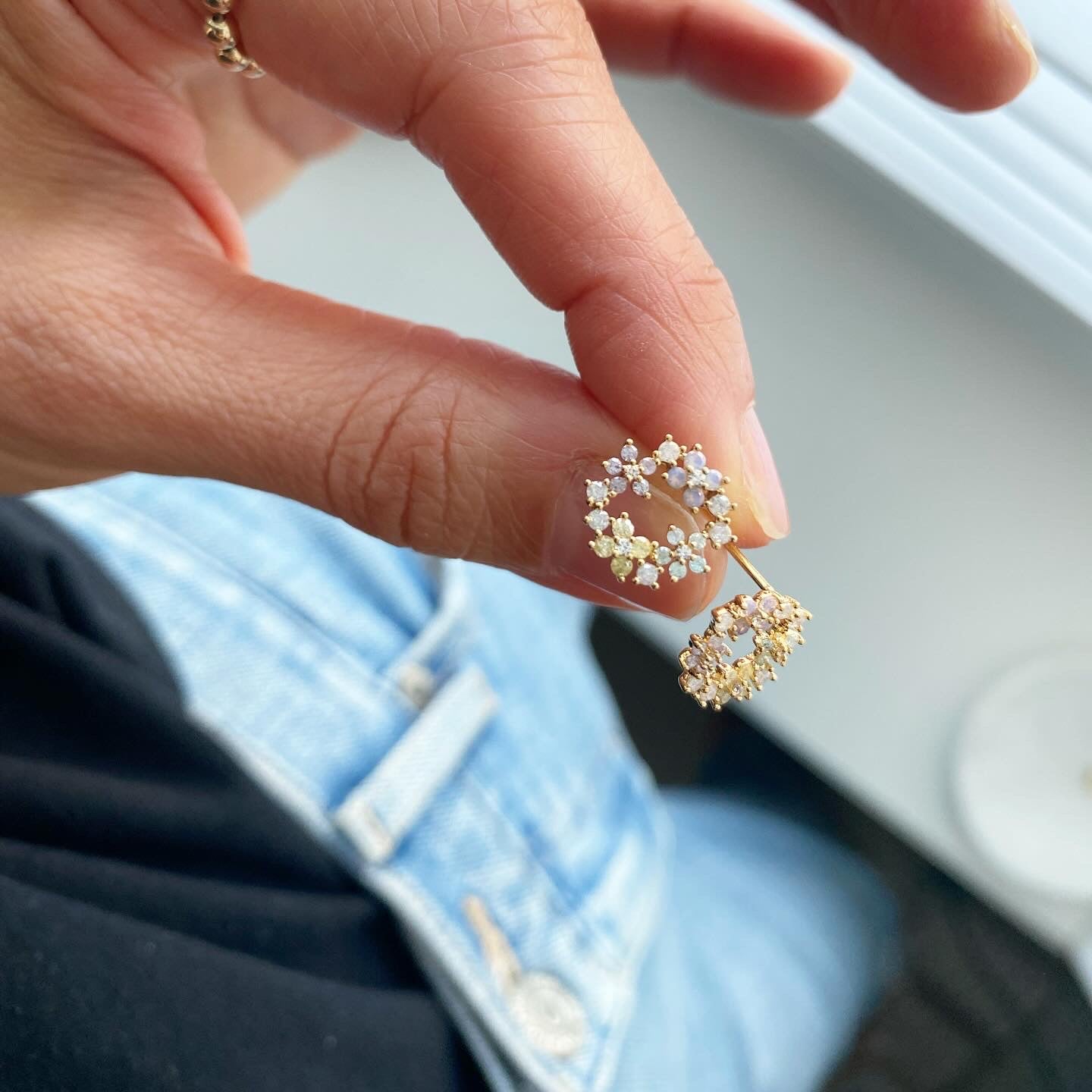 Flower Cluster Loop Earrings