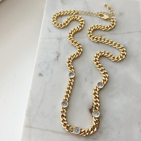 CZ Bezel Station Necklace