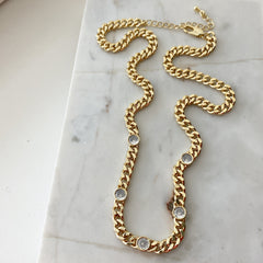 CZ Bezel Station Necklace