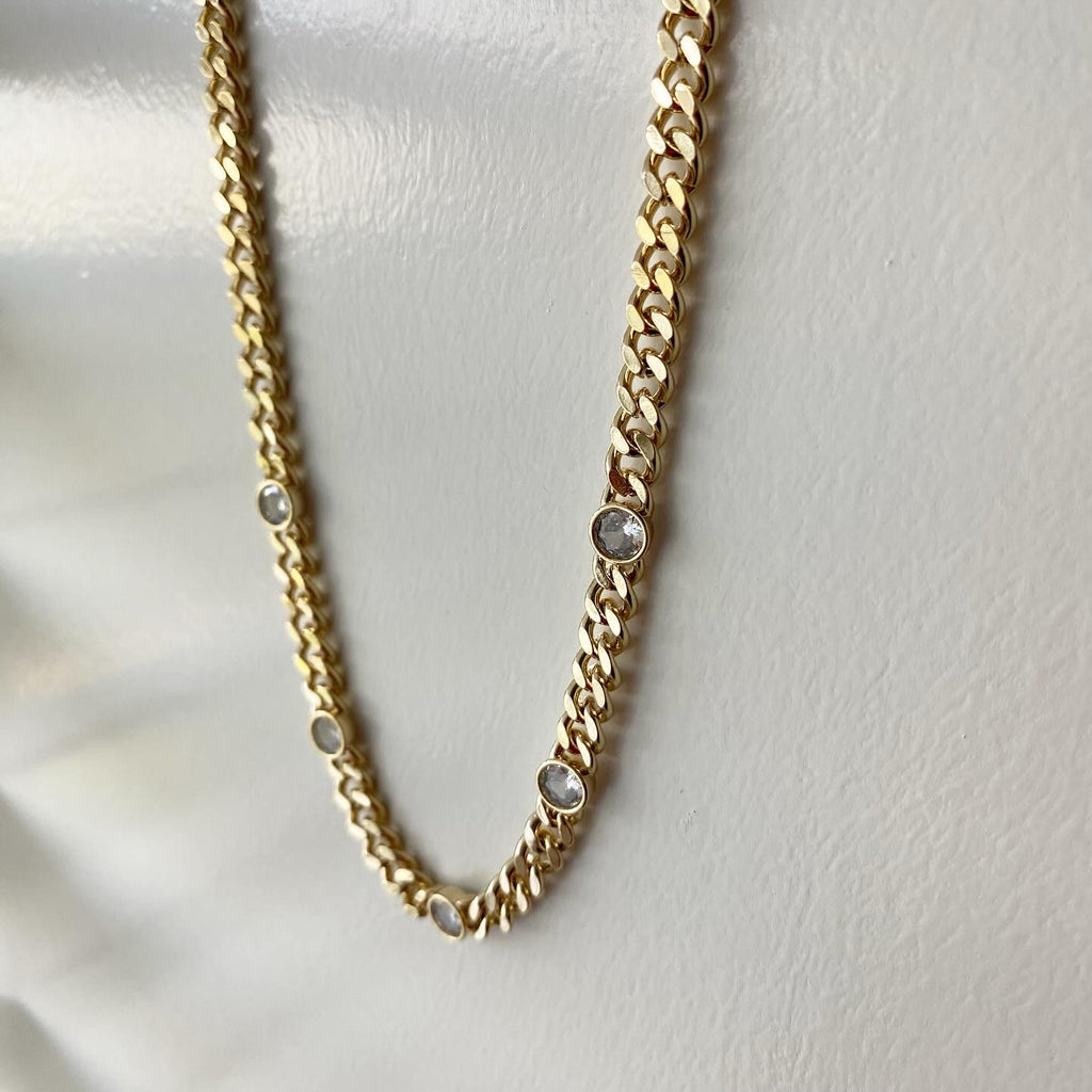 CZ Bezel Station Necklace