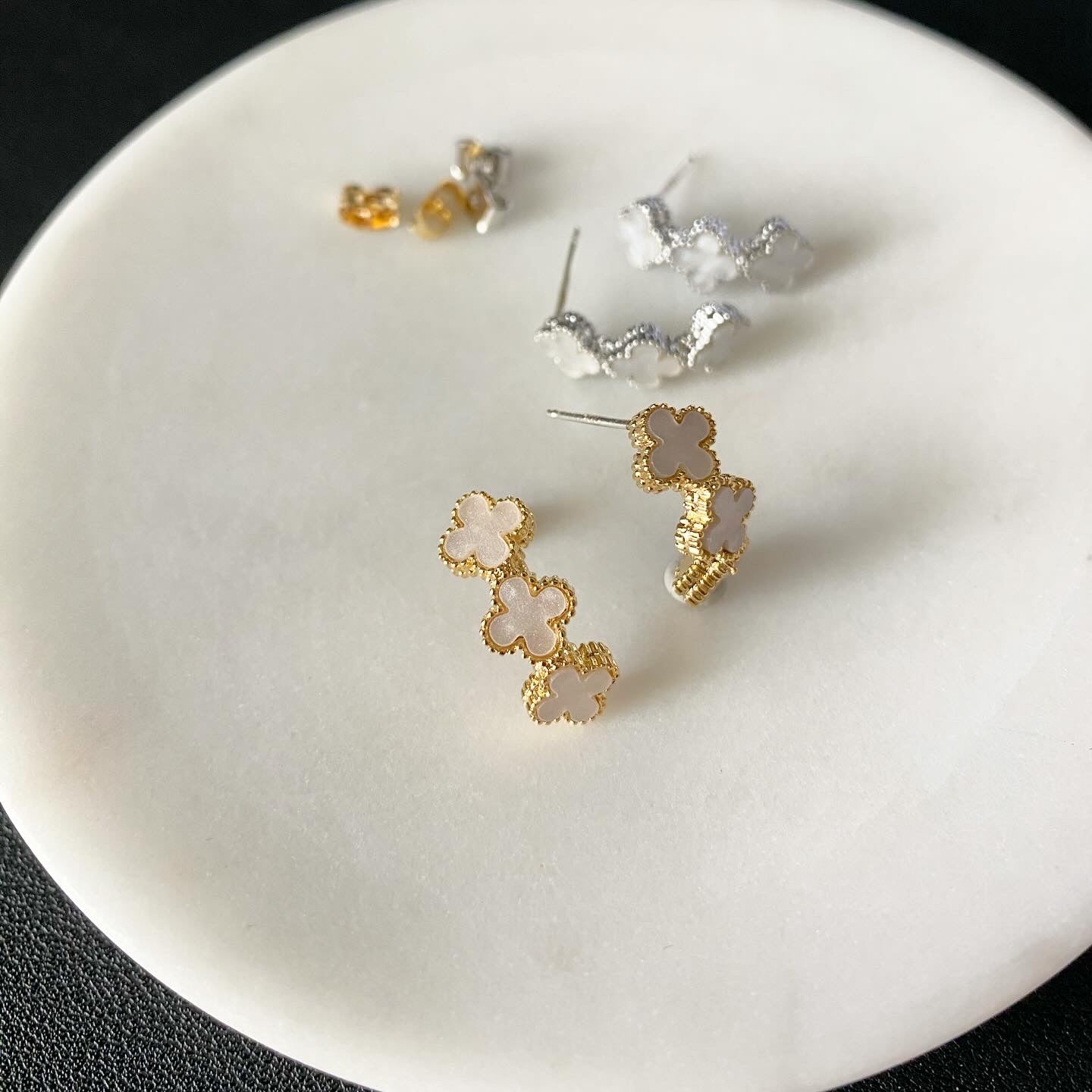 Clover Leaf Triplet Earrings