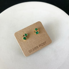 Clover / Shamrock Emerald Heart Earrings