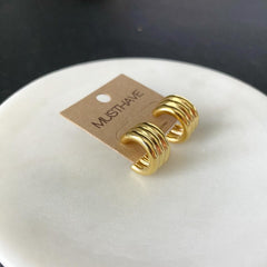 Ribbed Column Hoop Earrings