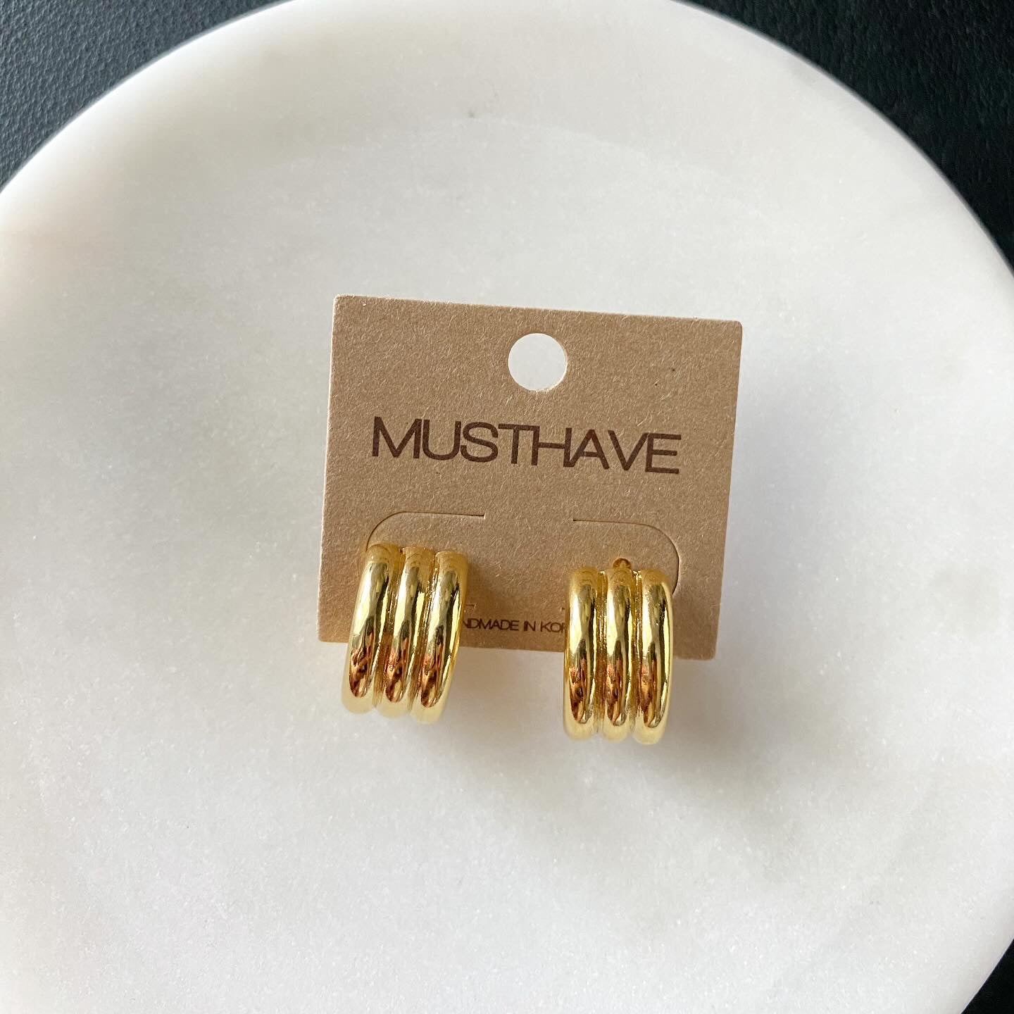 Ribbed Column Hoop Earrings