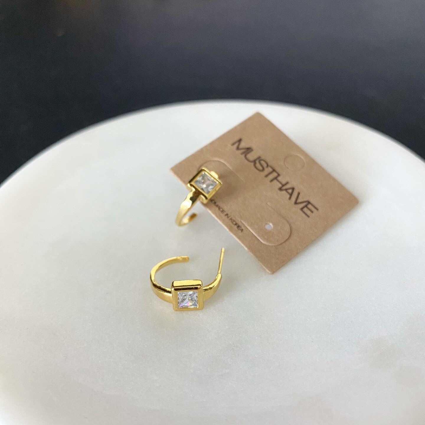 Square Cubic Hoop Earrings