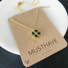 Clover / Shamrock Emerald Luck Necklace