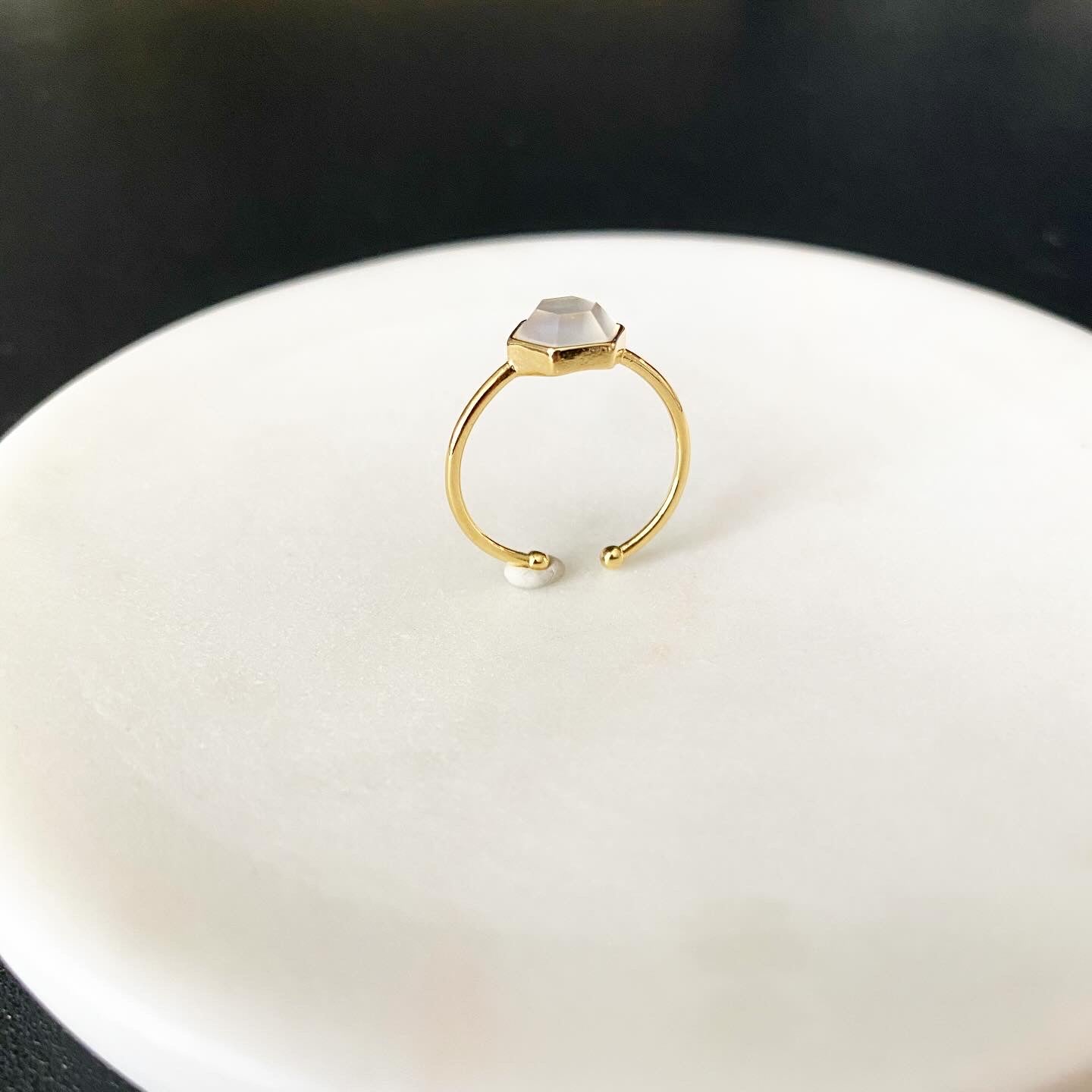 Hexagon (MOP) Ivory Lace Ring
