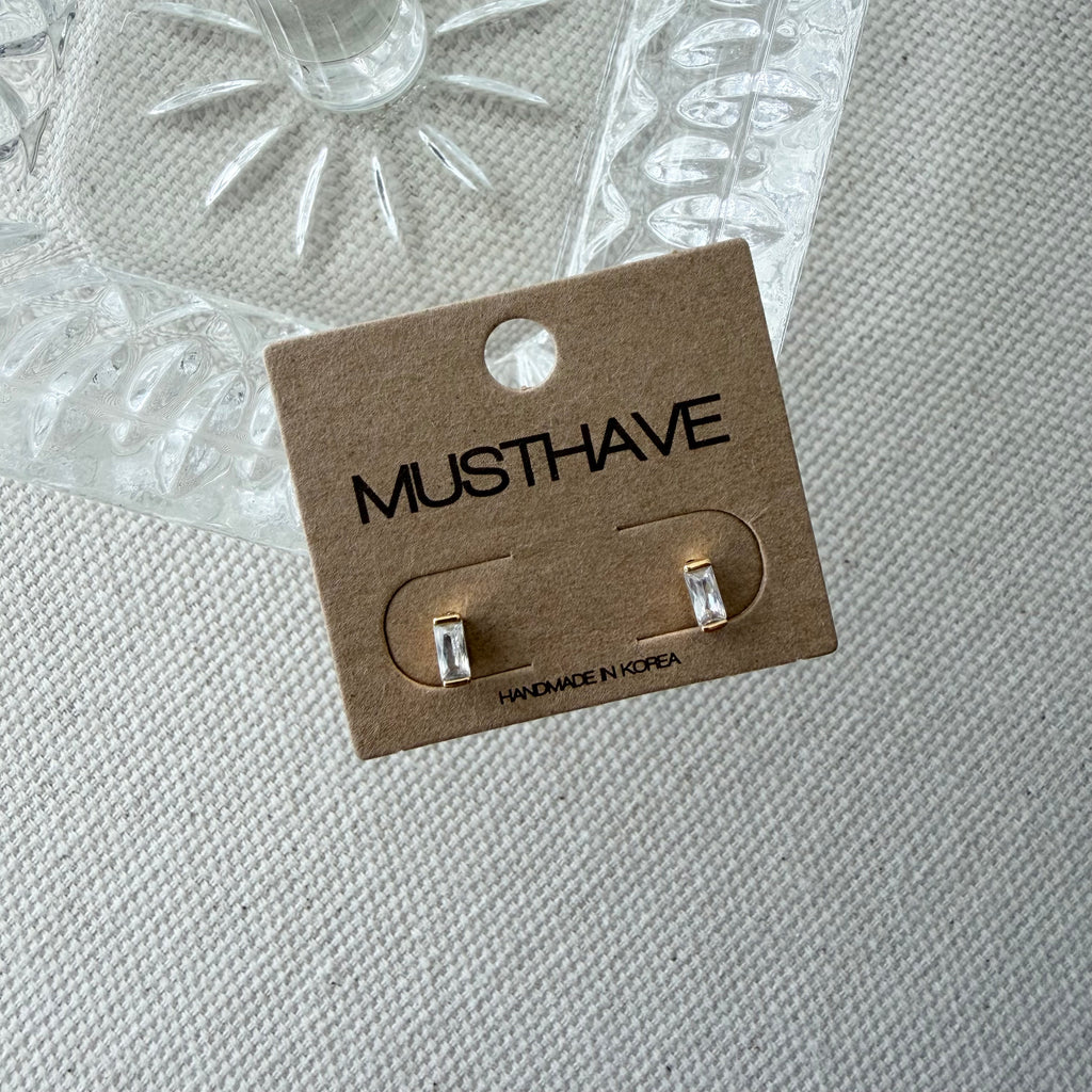 Baguette Cubic Solo Earrings