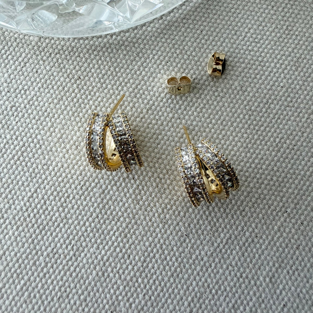 Baguette Crossover Hoop Earrings