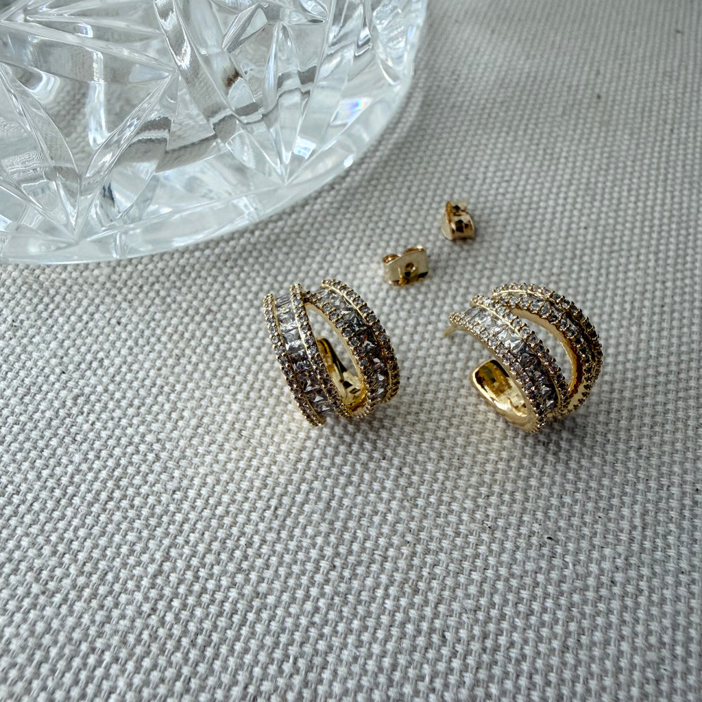 Baguette Crossover Hoop Earrings