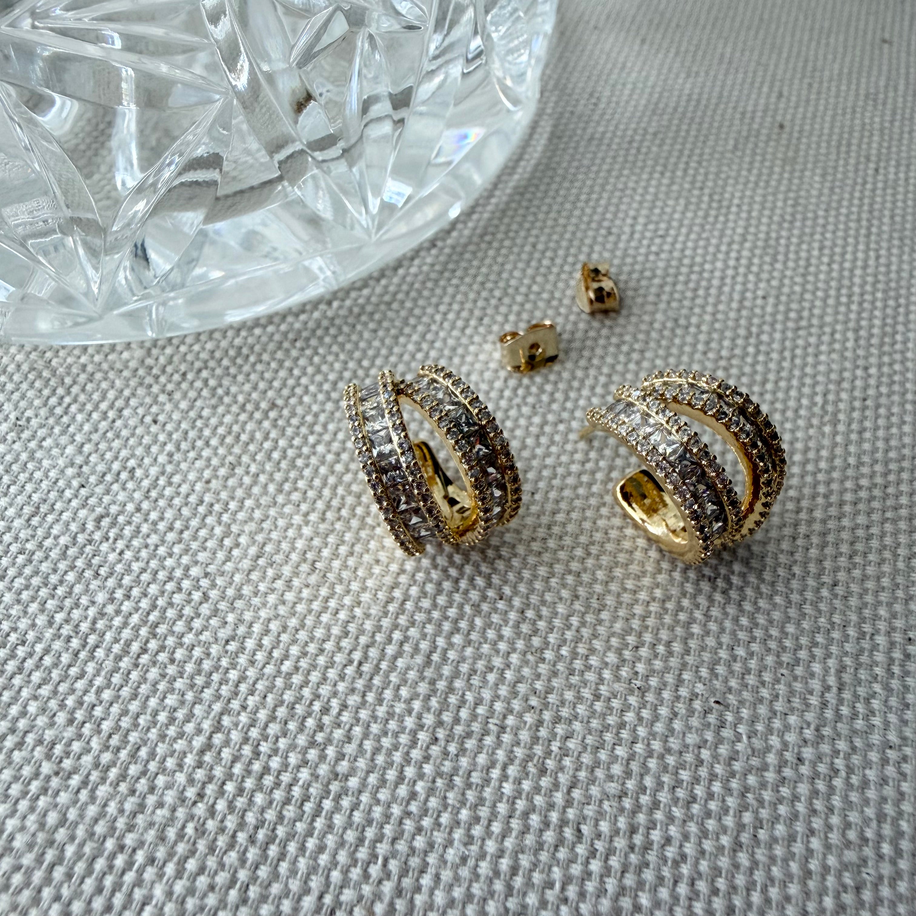 Baguette Crossover Hoop Earrings