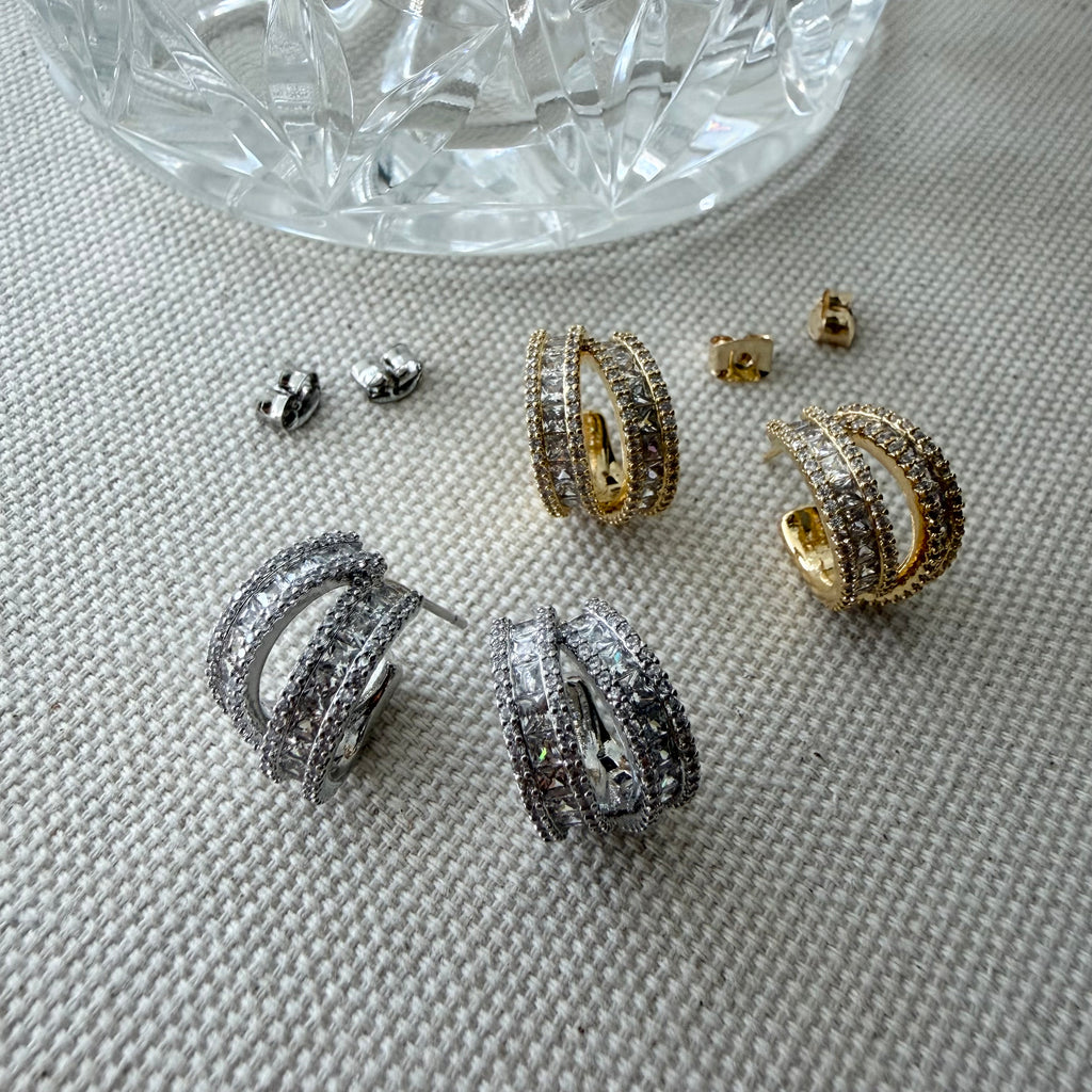 Baguette Crossover Hoop Earrings