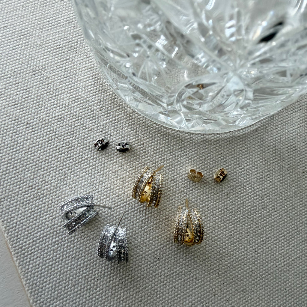 Baguette Crossover Hoop Earrings