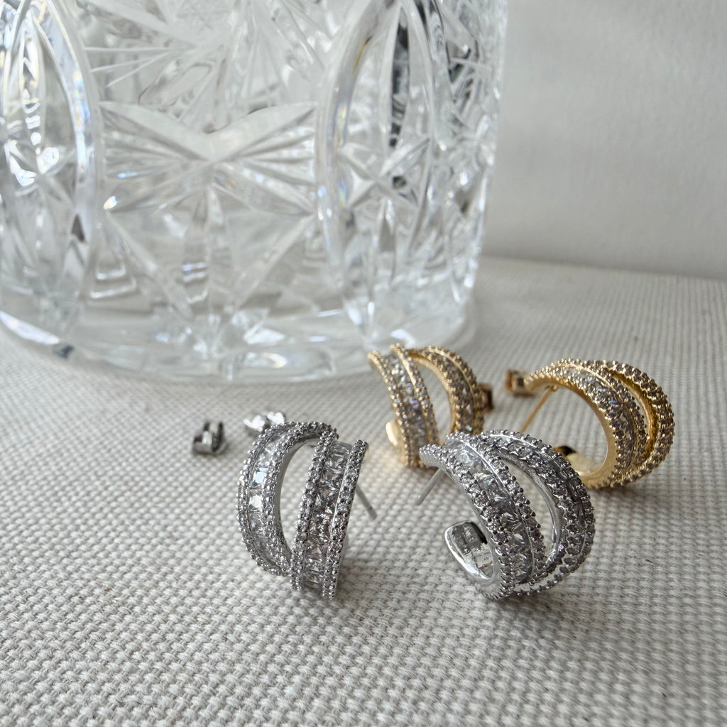 Baguette Crossover Hoop Earrings