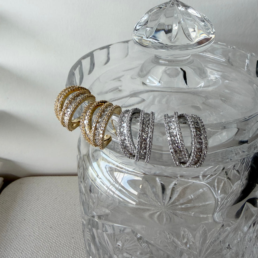 Baguette Crossover Hoop Earrings