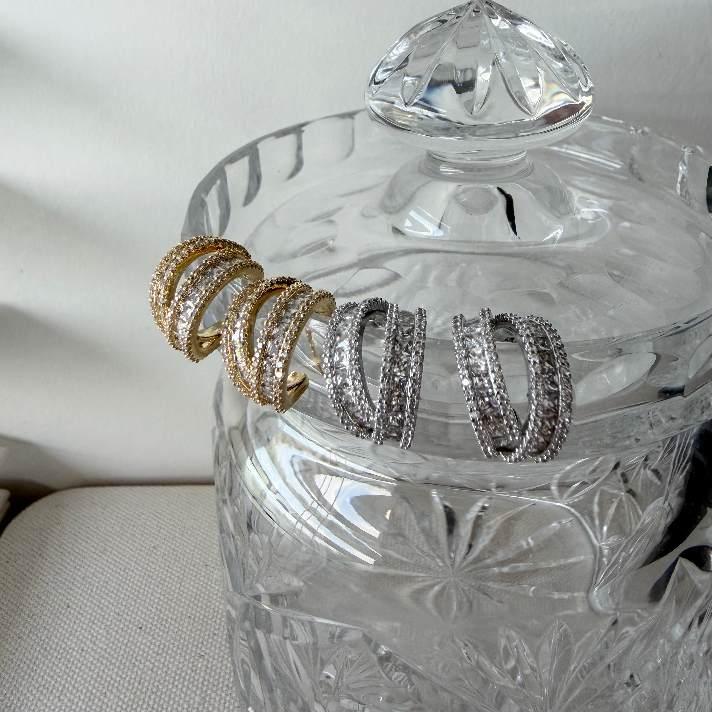 Baguette Crossover Hoop Earrings