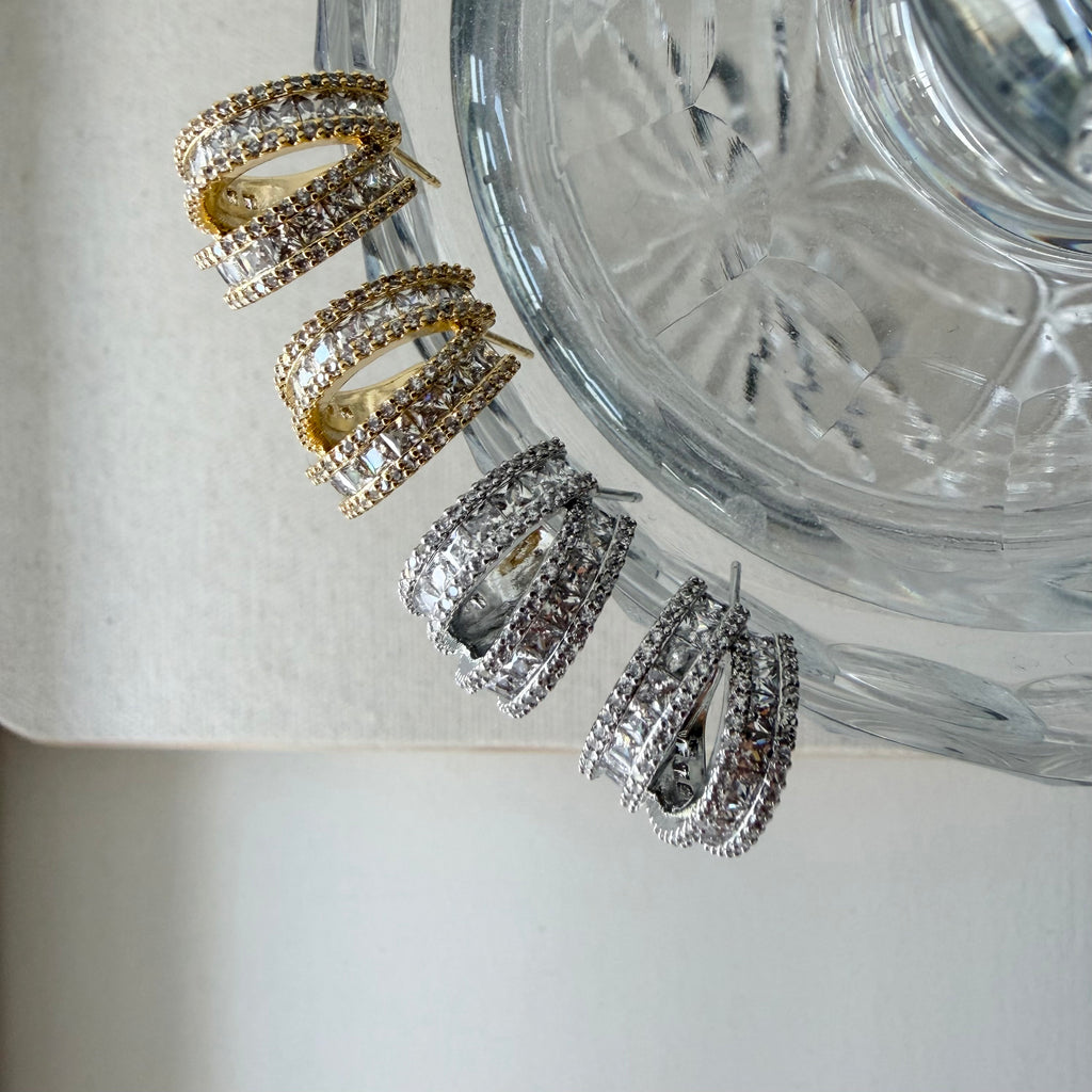 Baguette Crossover Hoop Earrings
