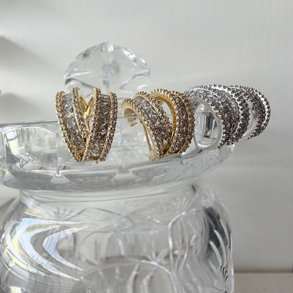 Baguette Crossover Hoop Earrings