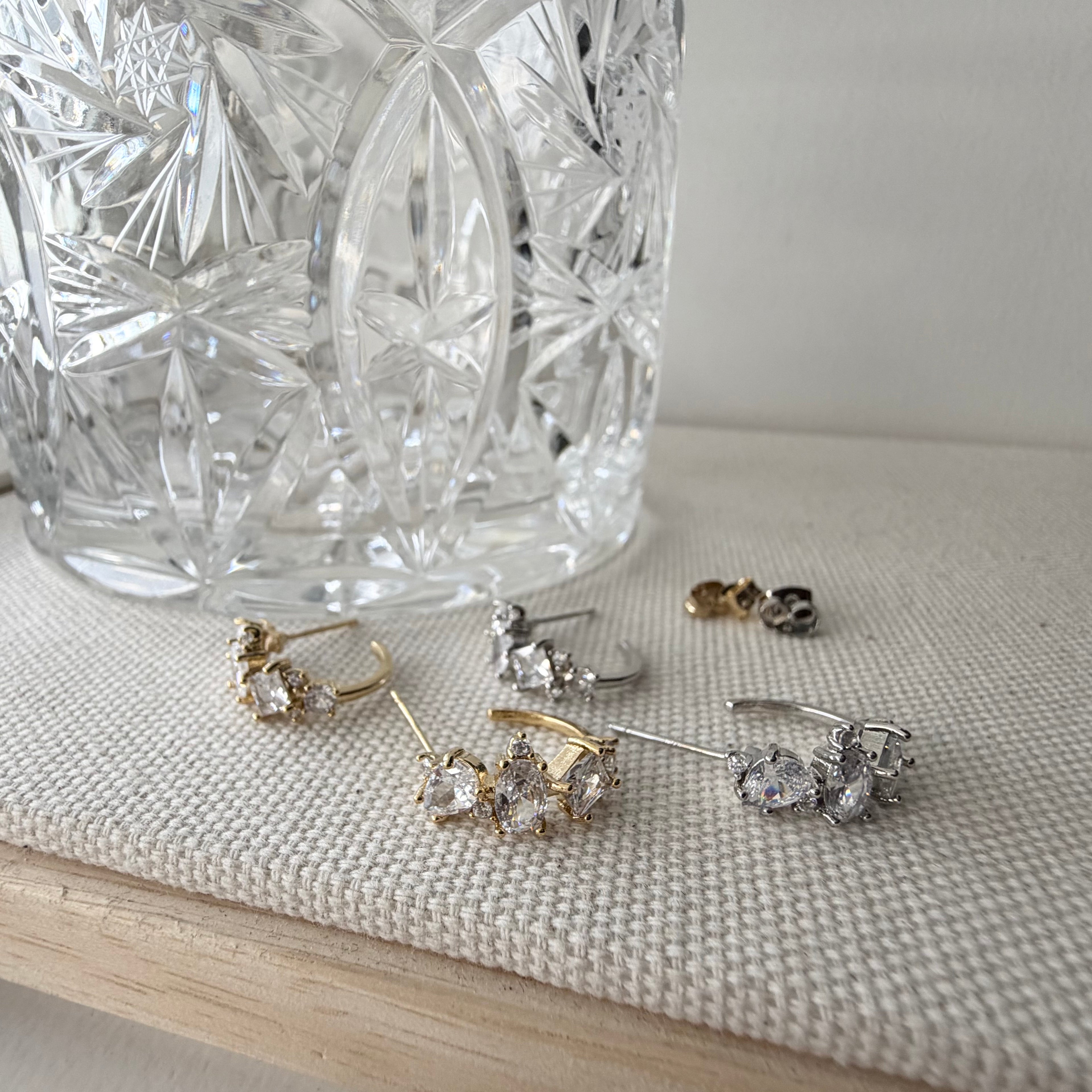 Mixed Cubic Cluster Hoop Earrings