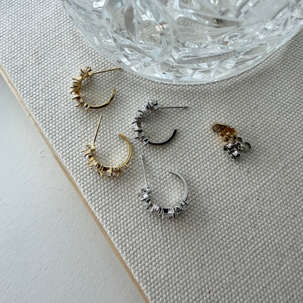 Mixed Cubic Cluster Hoop Earrings