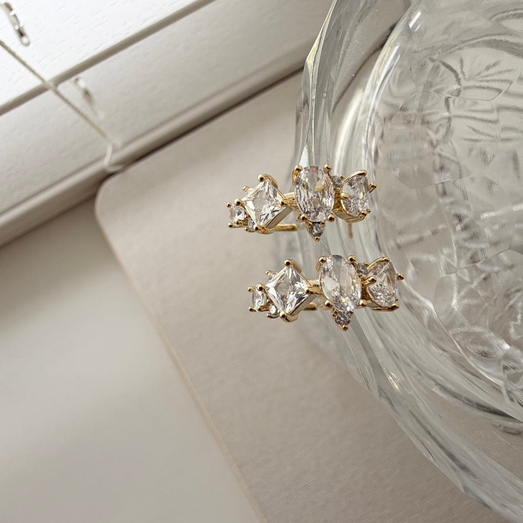 Mixed Cubic Cluster Hoop Earrings
