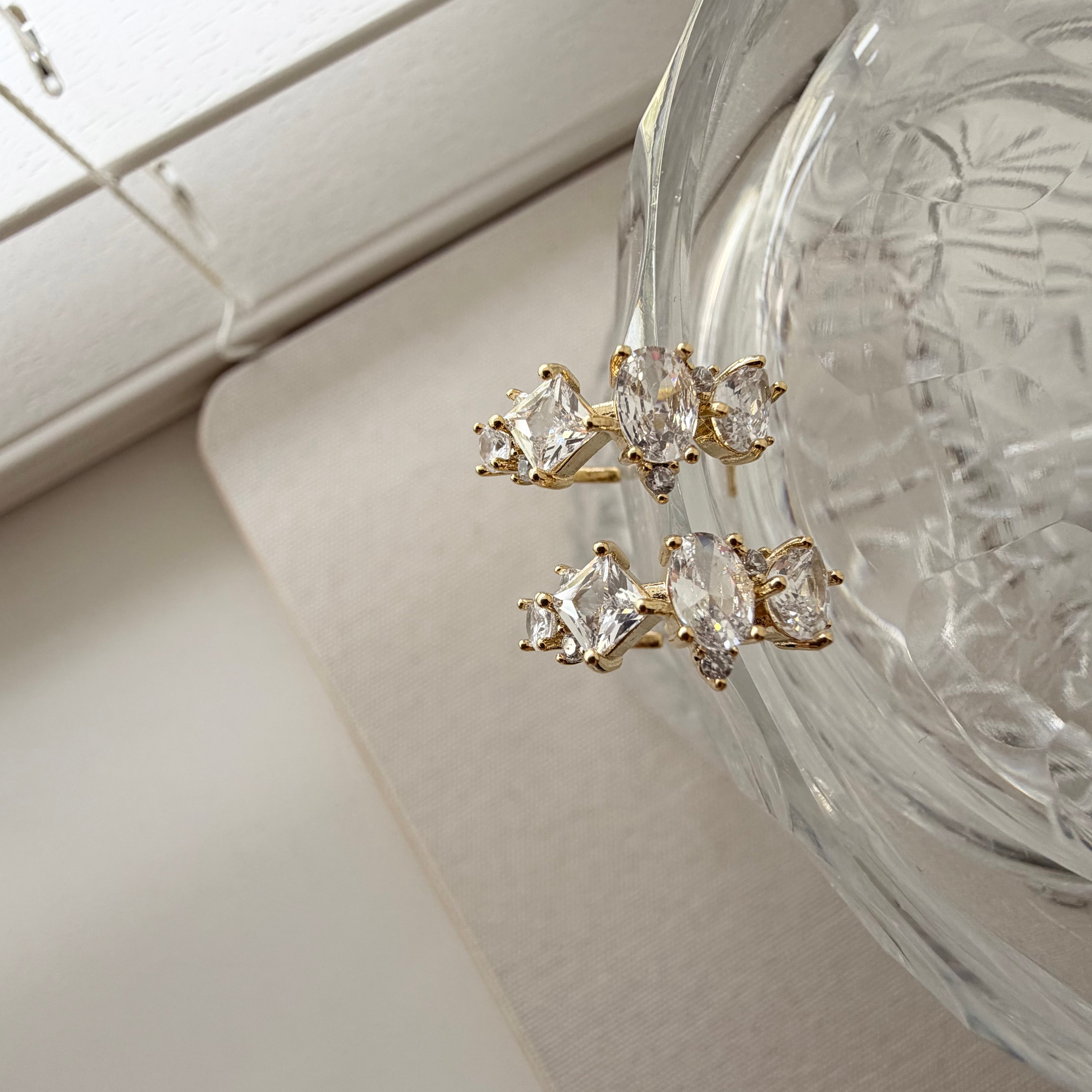 Mixed Cubic Cluster Hoop Earrings