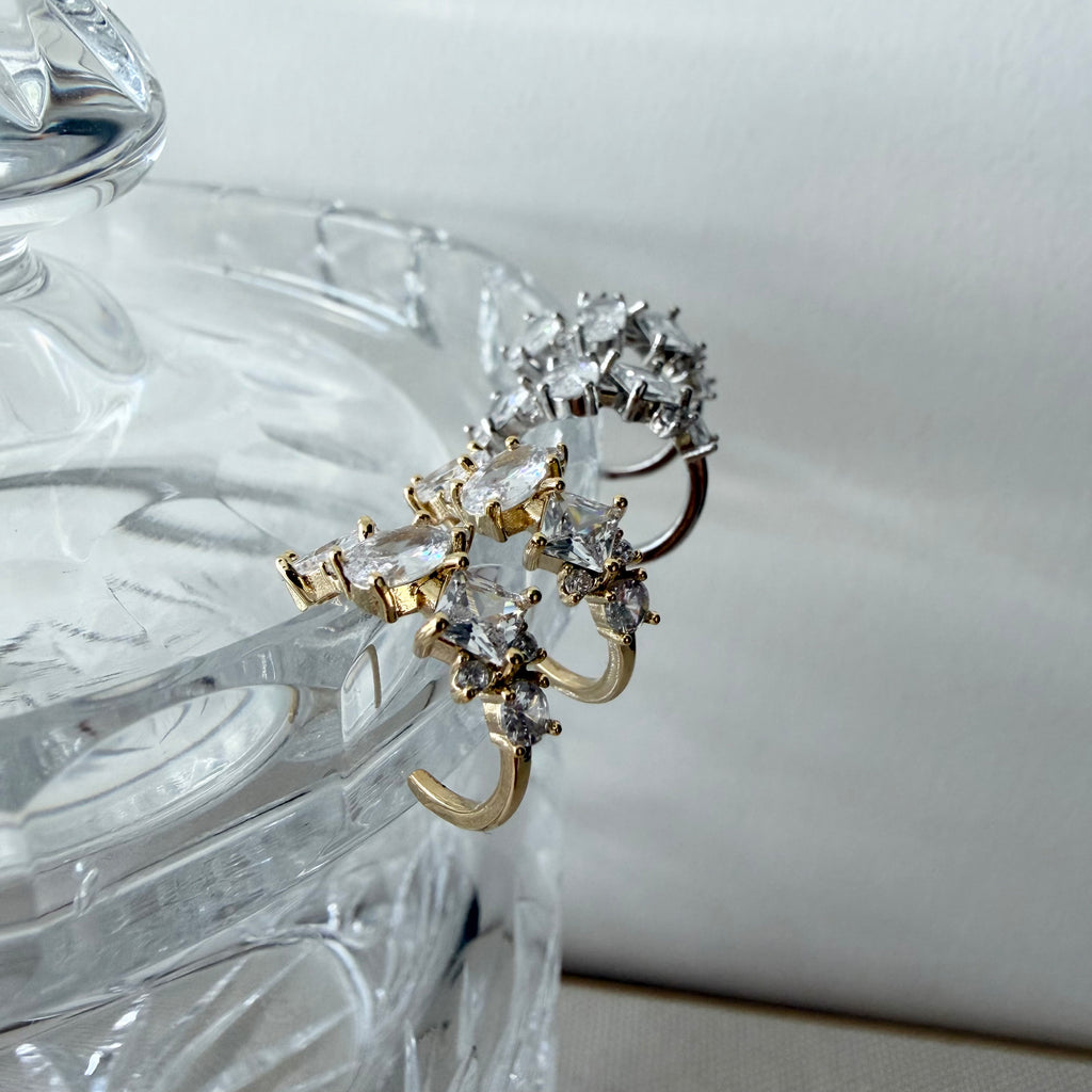 Mixed Cubic Cluster Hoop Earrings