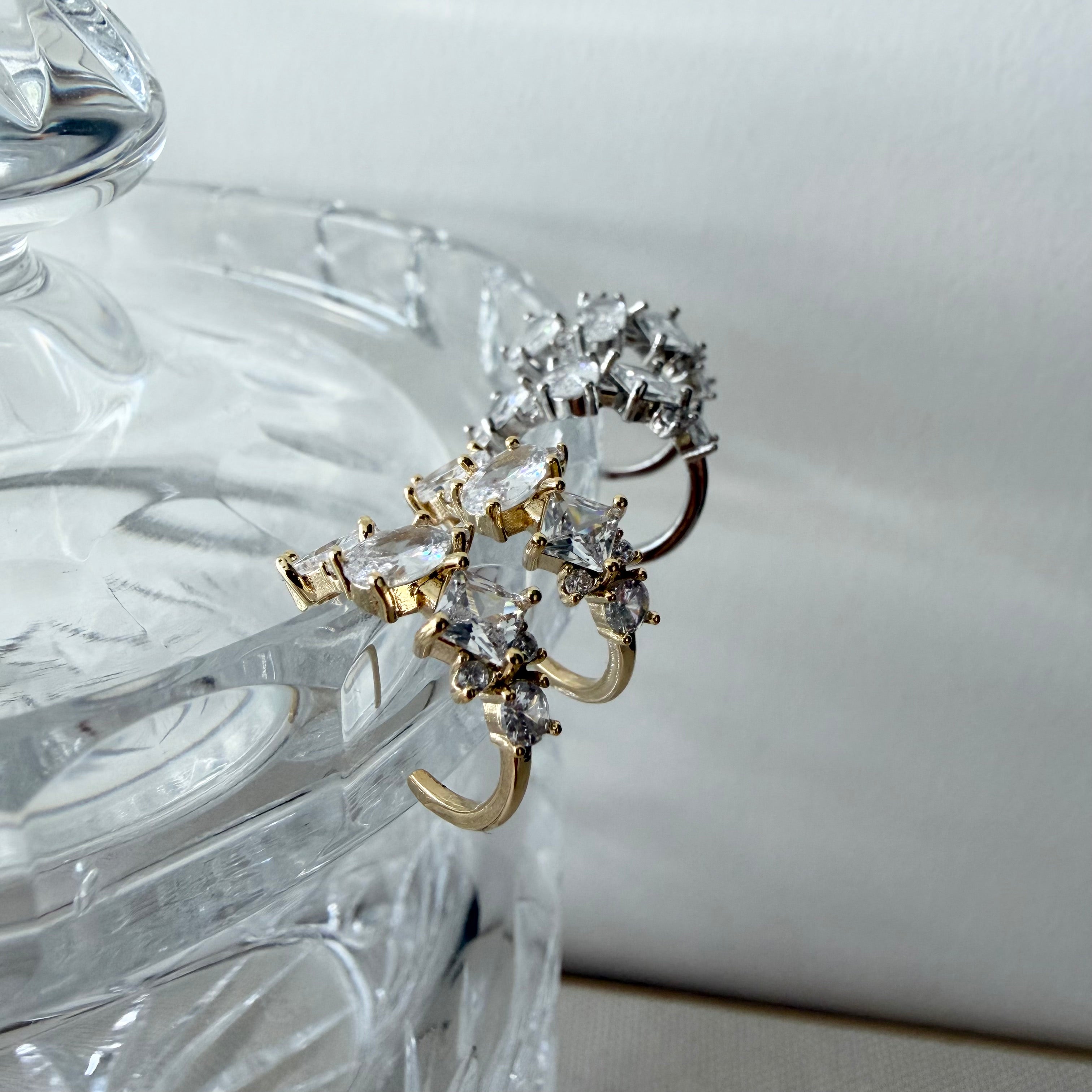 Mixed Cubic Cluster Hoop Earrings