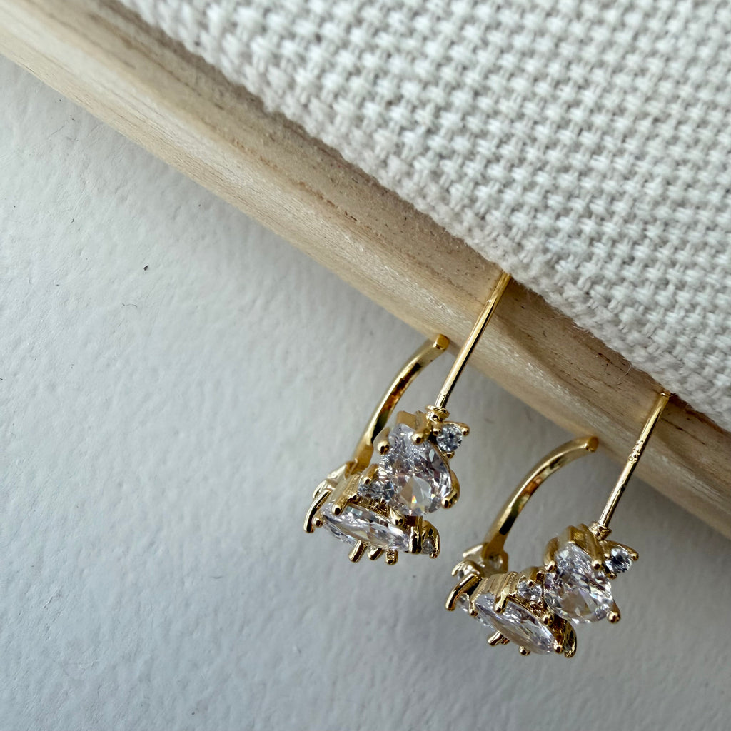 Mixed Cubic Cluster Hoop Earrings